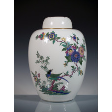 Vase, Indische Fels-, Blumen- und Vogelmalerei 125, bunt, Goldrand, H 35 cm