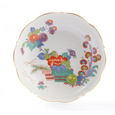 Sch&auml;lchen zu 00586, Ind.Blumenmalerei n.Schlo&szlig;v.2,o.Kante,leicht,bunt m.Kupferf.,Goldrand, 18 cm