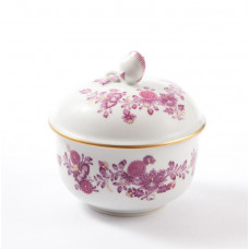 Zuckerdose, Reiche alte indische Purpurmalerei, ohne Kante, Goldrand, Ø 9 cm