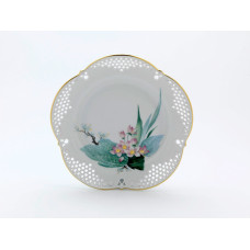 Teller,durchbr., Exotische Wasserpflanzen, Goldrand, 20,5 cm