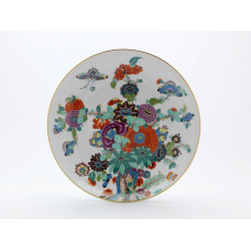 Wandschale, Ganz reiche antike ind.Blumen- u.Schmetterlingsmalerei,Goldrand, Ø 34 cm