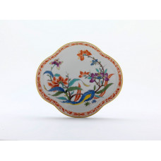 Sch&auml;lchen, Japanische Fels-und Blumenmalerei,&Auml;hrenkante,Golddek.entspr.d.Artikel, L 14 cm