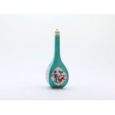 Flakon, Jap.Astmotive m.Blüten u.roten Löwen,i.Kakiemonst.,meergrüner Fond, H 25 cm