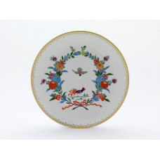 Wandschale, Asiatische Vogel-u.Insektenmalerei,bunt m.Kupferf.,Goldkte.19,Goldrand,