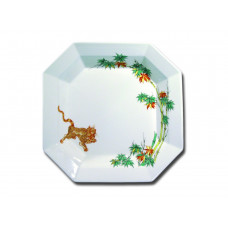 Platte, Roter L&ouml;we, wei&szlig;er Rand, H 28,5 cm