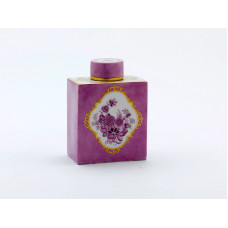 Teedose, Alte Purpurmalerei n.Wache,altpurpur Fond gestuppt,reiche Golddekorat., H 12,6 cm