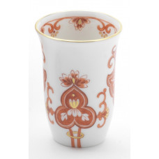 Becher, Stil.Blüten-,Blatt-,u.Rankenmotiv m.reicher Kante,rot u.gold,Goldfaden, V 0,02 l
