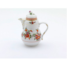 Kaffeekanne, Ind.Blumenzweige a.Doppelfaden aufsitz,Gitternetzkte.reich,Goldstaff., 0,8 l