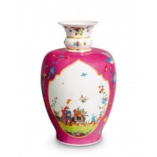Vase, Chinoiserien n. Löwenfink,bunt mit Kupferfarben,purpur Fond,Limitierte Meisterwerke, H 40 cm