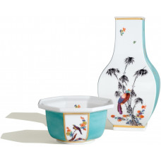 Vase, viereckig Blüten- und Vogelmotive, Limitierte Meisterwerke, H 25,5 cm