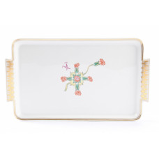 Platte, Stilisierte Blumenmalerei nach B&ouml;rner,Goldornamente,Goldrand, 37,5x22 cm