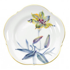 Teller, Blumenmalerei,kombiniert Unterglasur,kobaltblau u.Aufglasurm.,Goldrand, ø 17 cm