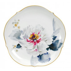 Teller, Blumenmalerei,kombiniert Unterglasur,kobaltblau u.Aufglasurm.,Goldrand
