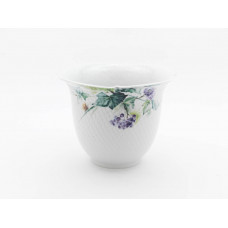 Blumentopf, Waldflora mit Insekten, bunt, weißer Rand, H 19,2 cm