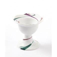 Eierbecher, Tulpe und Mohn, bunt, weißer Rand, H 7 cm