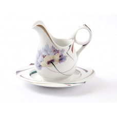 Sauciere, Tulpe und Mohn, bunt, wei&szlig;er Rand, V 0,45 l