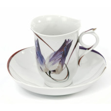 Kaffeetasse m.U., Tulpe und Mohn, bunt, weißer Rand, V 0,18 l