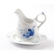 Sauciere, Bl&uuml;tenzauber, kobaltblau, wei&szlig;er Rand, V 0,45 l