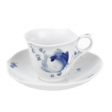 Espressotasse, Blütenzauber, kobaltblau, weißer Rand, V 0,1 l