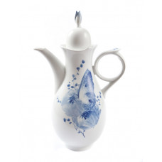 Kaffeekanne, Blütenzauber, kobaltblau, weißer Rand, V 1,30 l