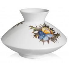 Vase, Silberdistel mit Schmetterling, bunt und platin, H 14 cm