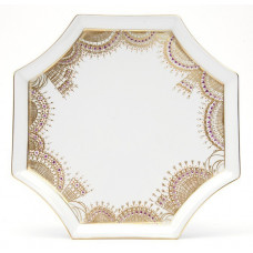 Platte,achteckig, Motive aus 1001-Nacht, grafische, Goldrand, L 21 cm