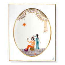 Wandplatte, Motive aus 1001-Nacht, grafische, Goldrand, 20,5 x 25 cm