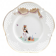 Teller, durchbr., Motive aus 1001-Nacht, grafische, Goldrand, ø 19 cm