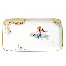 Platte,rechteck., Figurenmalerei,Motive aus 1001-Nacht,graf.Ausf&uuml;hrung,Golddekoration, L 23 cm