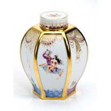 Teedose, Figurenmalerei,Motive aus 1001-Nacht,graf.Ausführung,Golddekoration, 12,5 cm