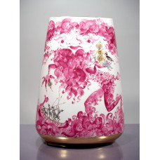 Kaminvase, Figurenmal.,Motive aus 1001-Nacht,in purpur,gold u.platin,Golddekorat., H 44 cm