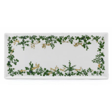 Platte, Waldzweige m.Wild u.Reiter,komb.Untergl.gr&uuml;n u.Aufglasur gold,wei&szlig;.Rd., 30x13,5 cm