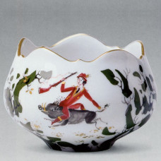 Zuckerschale, Jägerlatein,kombiniert Unterglasur,grün und Aufglasur,bunt,Goldrand, ø 7 cm