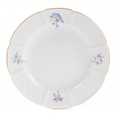 Speiseteller, Paradiesvogel auf Weinranken,blau und Gold,Goldrand, 24,5 cm