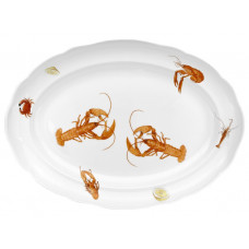 Platte, oval, 2 Hummer, Zitrone, wei&szlig;er Rand, L 50 cm
