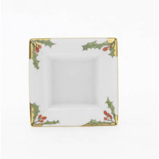 Vide-poche m.H., Stechpalme, bunt und gold, Goldrand, L 8,5 cm