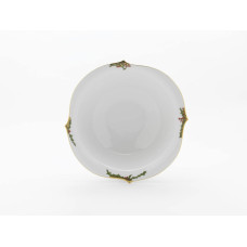 Sch&uuml;ssel, rund, Stechpalme, bunt und gold, Goldrand (Relief auf Untertasse vergoldet), &oslash; 27 cm