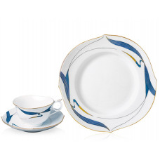 Teetasse m.U., Wasservögel, türkis, Goldrand, V 0,17 l