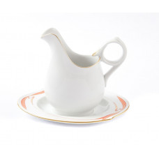 Sauciere, Wasserv&ouml;gel, korallenrot, Goldrand, V 0,45 l