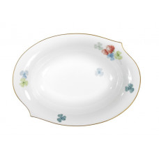 Beilageschale, Klee mit Glückskäfer, bunt, Goldrand (ohne Henkelstaffage), L 21,5 cm