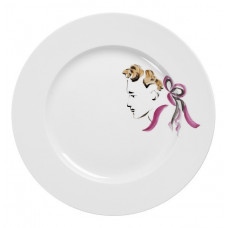 Teller, Gestreute Silhouetten,schwarz gezeichn.u.farbig ausgelegt,weißer Rand, ø 22 cm