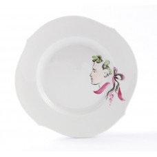 Teller, Gestreute Silhouetten,schwarz gezeichn.u.farbig ausgelegt,weißer Rand, ø 22,5 cm