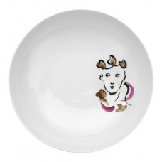 Schale, Gestreute Silhouetten,schwarz gezeichn.u.farbig ausgelegt,weißer Rand, ø 22,5 cm