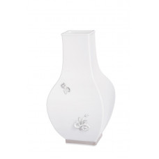 Vase, Blütenbeläge platin staffiert, Platinfaden am Fuß, H 25,5 cm