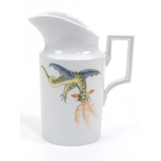 Milchkännchen, Fabeltiere, leicht, bunt mit Kupferf.u.Gold, Motiv lt.Sondertext, H 12,5 cm