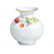 Vase Kirschen, Bunt und gold staffiert, (50143)