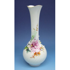 Vase Blumen, Bunt und gold staffiert, (50370)