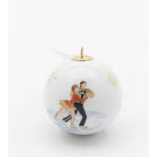 Kugel, Eiskunstläuferin, bunt, weißer Rand, ø 5 cm
