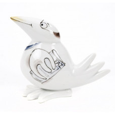 Spaßvogel aufschauend, Spaßvogel, farbig, Motiv Rentner (Senior)