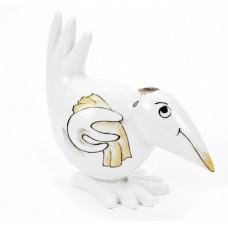 Spaßvogel niederblickend, Spaßvogel, farbig, Motiv Sportler (Athlet, Wettkämpfer)